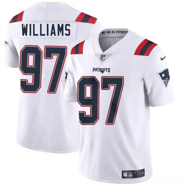 Men & Women & Youth New England Patriots #97 Milton Williams White 2025 Vapor Limited Stitched Jersey->new england patriots->NFL Jersey